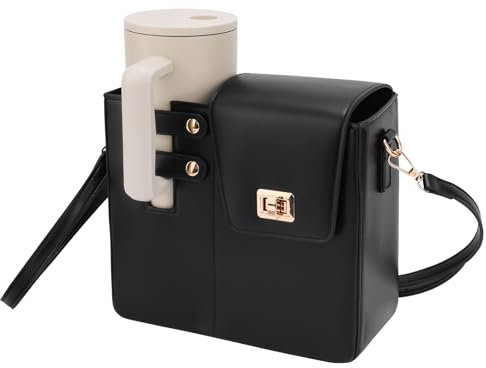 Stanley Portable Crossbody Water Cup Storage Bag, Black Purse with Adjustable Shoulder Strap Holder for Most Water Bottles Travel & Daily Use