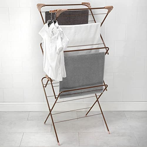 New 15 metres of drying 3 Tier Clothes Airer, Folds Away for Easy Storage, Perfect Home Accessory - Rose Gold