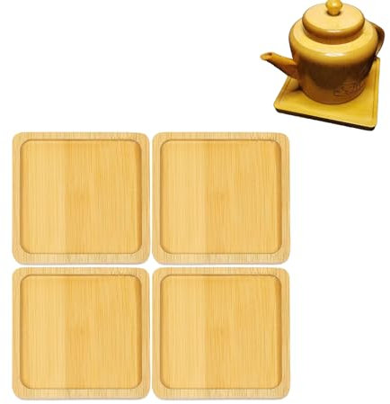 Square Fillable Coasters,4 Pcs Solid Bamboo Tray DIY Mosaic Crafts Unfinished Bamboo Wooden Coasters Blank Coasters for Crafts DIY Mosaic Supplies,Drinking Cup Coaster,Plant Coaster,Art Plate