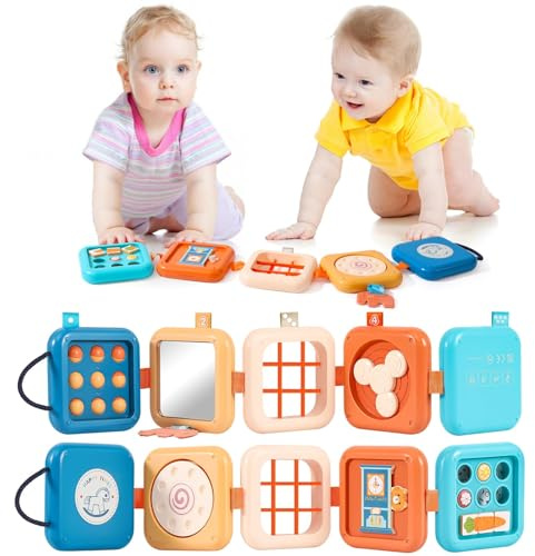 JOYVOVO Activity Cube for 1 Year Old, 8 in 1 Montessori Busy Board for Toddler, Baby Travel Toy, Sensory Educational Developmental Early Learning Toys for Boys Girls, Fine Motor Skills, Gift