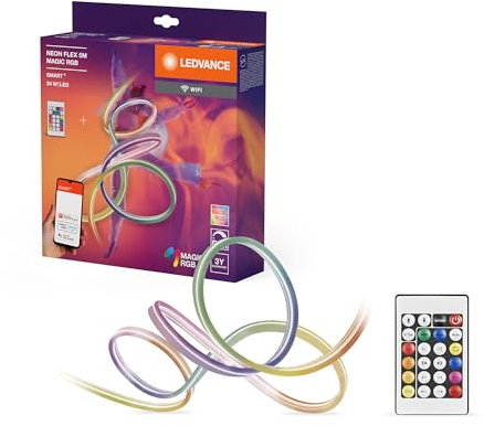 LEDVANCE SMART WIFI NEON FLEX MGC RGB RC bunte LED-Streifen für den Außenbereich mit WiFi-Technologie und homogener Lichtverteilung; dimmbar; weiß; Silikon; 5 m; Leuchtmittel nicht austauschbar