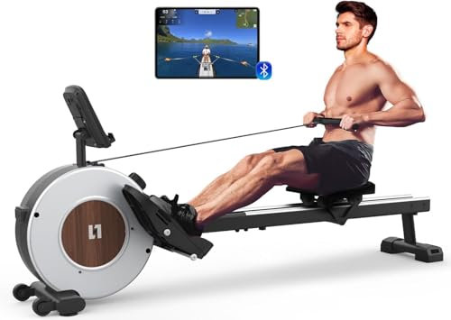 Rowing Machine for Home Gym, Magnetic Rowing Machine With 16 Level Adjustable Resistance, App Compatible, Upgrade dual slide rails, Space-Saving Vertical Storage, Easy Assembly, Extremely Quiet Rower