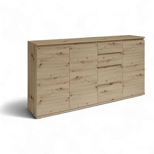 Brest Kommode in Artisan Eiche Optik - Modernes Sideboard mit viel Stauraum - 160 x 84 x 35 cm (B/H/T)