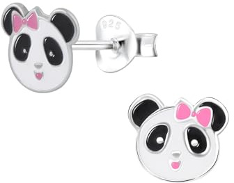 Monkimau Mädchen Ohrringe Panda | Ohrstecker aus 925 Sterling Silber | Kinderohrringe hypoallergen