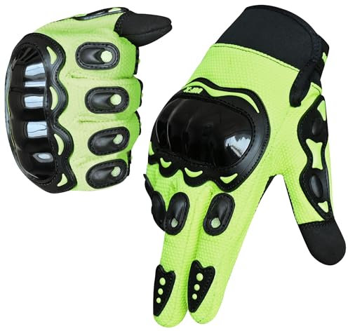 WESTWOOD FOX Motorradhandschuhe Herren Damen, Vollfinger Touchscreen Motorradhandschuhe für BMX MX ATV MTB Reiten, Jagen, Klettern und Outdoor-Sportarten (hellgrün, M)