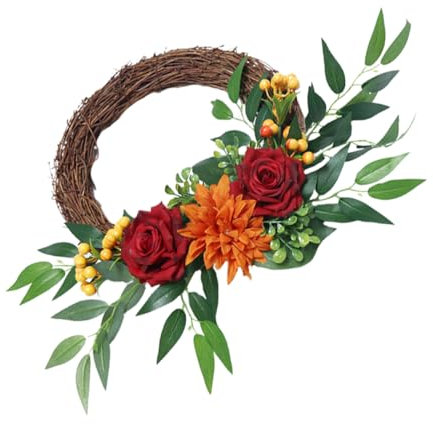 HEALEEP De Rosas Vintage para Puerta Adorno Decorativo De Navideña Cinta para Decoración Navideña Colgante Festividades