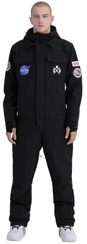 GSOU SNOW Herren Skianzug Baggy Snowboardanzug Shneeanzug Snowboard Suit für Männer - Multi Pockets Wasserdicht Winddicht Atmungsaktiv Warm mit Kapuze