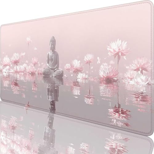 Pink Mouse Mat 600x300x3 mm Large Gaming Mouse Pad Zen Desk Mat with Stitched Edges, Mousepad Non Slip Rubber Base, Waterproof Soft Desk Pad, Pc Accessories for Home Office Decor, Gifts for Men l-1865