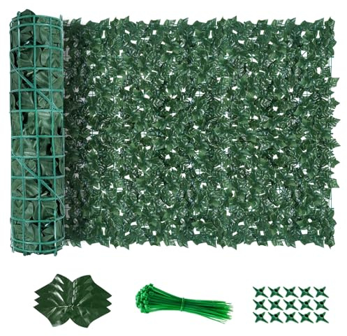 AGJIDSO Artificial Ivy Fence Screening, 6m x 1m Artificial Hedge Roll, Privacy Fence Screen Artificial Hedge Screening for Garden, Balcony, Outdoor (Sweet Potato 6M)