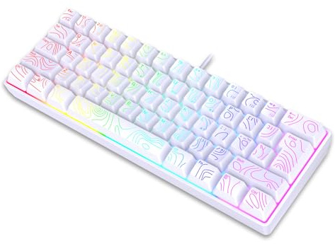 Garsent Kabelgebundene Gaming-Tastatur, 60% Mechanische RGB-Hintergrundbeleuchtung, 61 Tasten, Kompakte Ergonomische Tastatur für PC, Schreibkraft, Reisen, Geschäftsreise (White)
