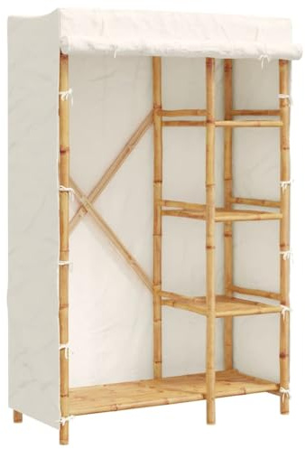 Tomostar Armoire Penderie, Armoire Dressing de Rangement Chambre Garde-Robe 110x45x170 cm Bambou