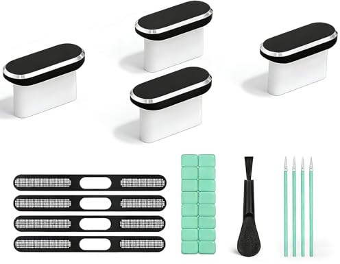 Wcawnlt USB-C Staubschutzset, Schutzkappen & Lautsprecher-Staubschutz & Reinigungsknete Reinigungsset Zubehör für Handy-Ladebuchse USB-C Stöpsel, Stopfen kompatibel mit iPhone 15/16/17 Serie