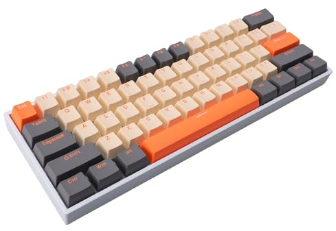 Fabater 60% Wireless Mechanical Keyboard, 3 Mode 2.4G//Gaming Keyboard, RGB Backlit, Clicky Blue Switch, 61 Keys Rechargeable Wireless Keyboards (Orange)