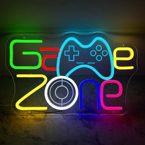 Game Zone Neon Sign Gaming Neon Light for Game Wall Decor USB Powered LED Gaming Lights for Game Room Man Cave Boys Bedroom Gamer Gifts