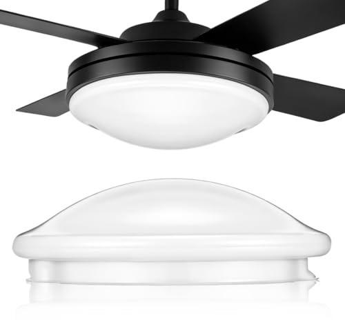 POPETPOP Abat-jour en Acrylique Rond 18 Cm de Diamètre, Hauteur 2 Cm, Globe Sphérique Blanc pour Ventilateur de Plafond, Couvercle de Luminaire de Chambre et Salon, Diffuseur de Lumière