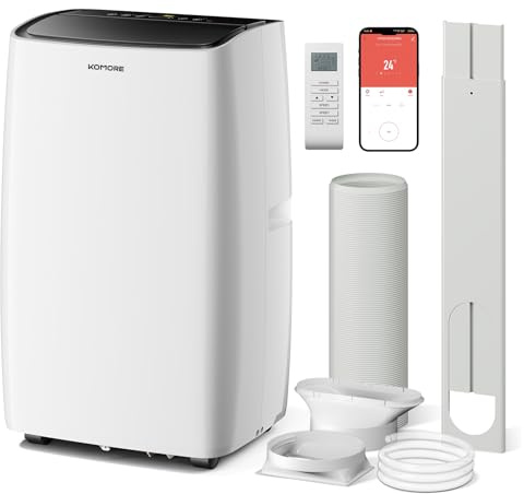 KOMORE 12000 BTU Portable Air Conditioner, 5 in 1 Air Conditioning Unit with Auto, Cool, Fan, Dehumidifier, Sleep Mode, Smart WIFI & Remote Control, 24H Timer, Window Kit
