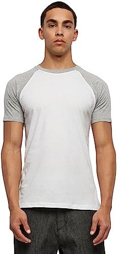 Urban Classics Herren Raglan Contrast Tee – Slim Fit T-Shirt mit Kontrastärmeln, Rundhalsausschnitt, sportlicher Look, weicher Baumwollmix, Basic Style,Wht/Gry,3XL