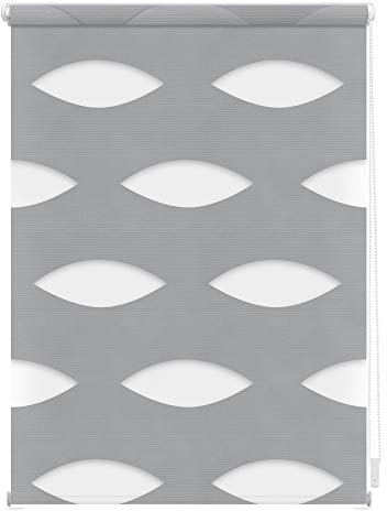 Lichtblick Doppelrollo Blickdicht ohne Bohren Grau 100 cm x 150 cm (B x L) | Duo Rollo, Rollos für Fenster ohne Bohren, Doppelrollo Klemmfix ohne Bohren, Ellipse, Klemmträger-Montage, Sichtschutz