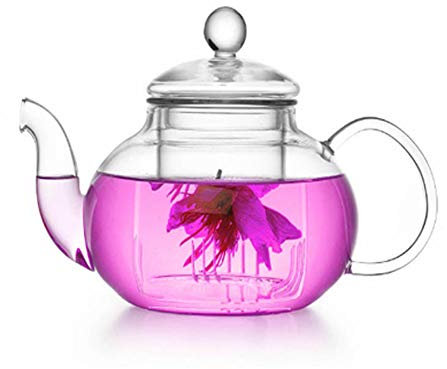 Teiera di Vetro-Isend Teiera Borosilicato trasparente resistente al calore teiera,300ml (300ml)