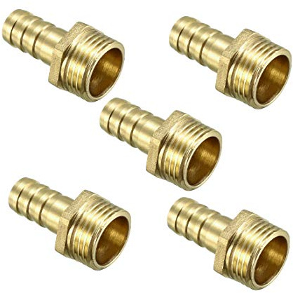sourcing map 5pcs Raccord cannelé tuyau en laiton 12 mm barbelé x G1/2 mâle Adaptateur connecteur