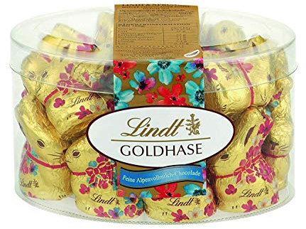 Lindt Blumen Edition Mini Goldhasen Köcher mit Alpenvollmilchschokolade 200g