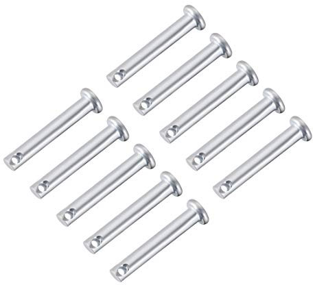 sourcing map 10 Stück Einloch Gabelbolzen 5mm x 30mm Flach Kopf verzinkter Stahl