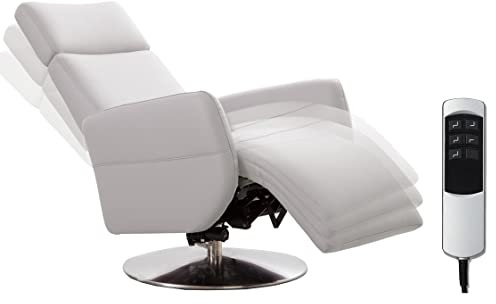 Cavadore TV-Sessel Cobra mit 2 E-Motoren / Elektrischer Fernsehsessel mit Fernbedienung / Relaxfunktion, Liegefunktion / Ergonomie L / Belastbar bis 130 kg / 71 x 112 x 82 / Echtleder Weiß