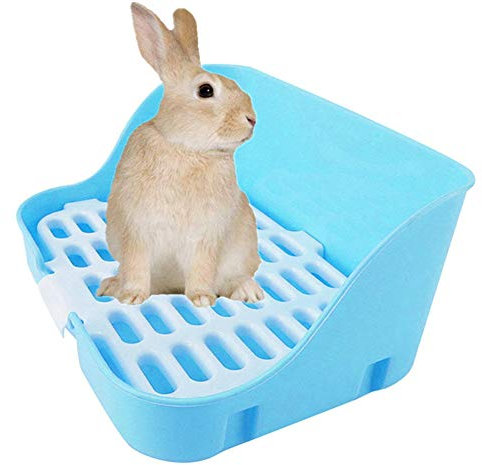 Gofeibao Esquinero Conejo Jaula Baño Caja de Arena Inodoro Guinea Cerdo Rata Bandeja Blue