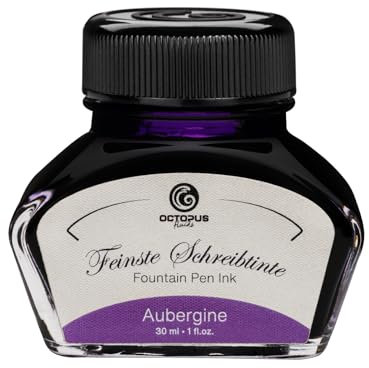 Füllhaltertinte, Schreibtinte für Füllhalter und Glasfedern, Kalligrafietinte, Füllertinte Aubergine, 30 ml im Tintenfass