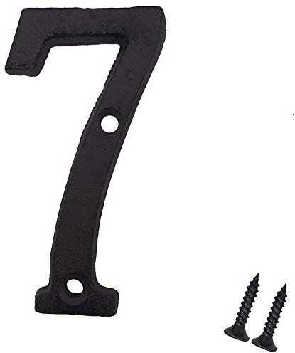 Suithink 3 Inch Black Metal Digital Arabic Numbers Cast Iron House Sign Door Plate DIY Address Numbers for Cafe Wall Courtyard Decor Creative Address Door Numbers with Fixing Screws (7)