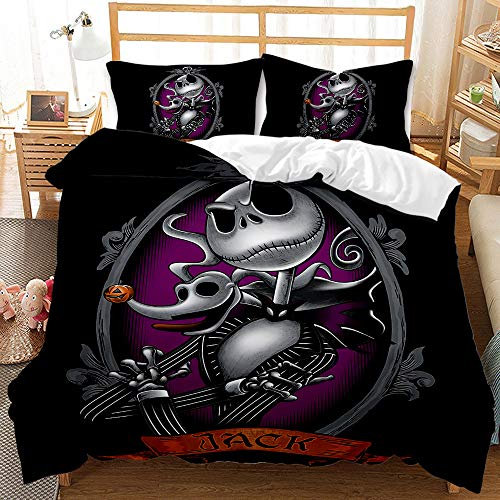 CHAOSE-ESB Funda Nórdica Reversible 220x240 / 65x65x2 CM Juego De Cama Bicolor Pesadilla Antes De Navidad para 2 Personas con Cremallera (Estilo 03,(180x220 cm)-Cama de 105/135)