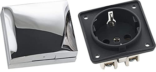 Berker 918282518 Integro Rahmen Flow Rahmen mit Klappdeckel chrom glänzend, lose & Integro Steckdose Schuko anthrazit matt lose