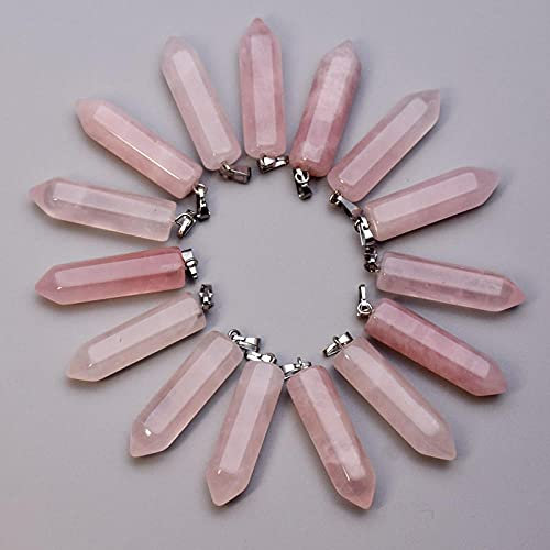 WANM 36Pcs Pendenti E Collane in Cristallo di Quarzo Rosa in Pietra Naturale per Gioielli Che Fanno Ciondoli