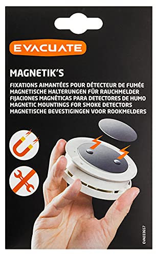 EVACUATE - Fixations aimantées pour détecteur de fumée – Installation rapide, sans perçage ni outils, pour une fixation fiable et sécurisée - 70mm