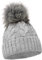 ELIMELI® Winter Mütze Damenmütze mit Fell-Bommel Fleece Innenfutter gefüttert - warme Damen Bommelmütze Strickmütze - Wintermütze mit Kunstfell Bommel - Slouch Strick Beanie Made in EU (grau)