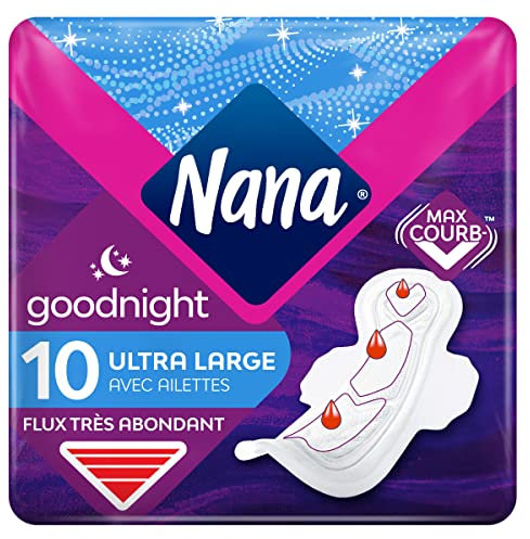 Nana Ultra Goodnight Large Serviettes Hygiéniques Avec Ailettes - 10 unités (lot de 1)
