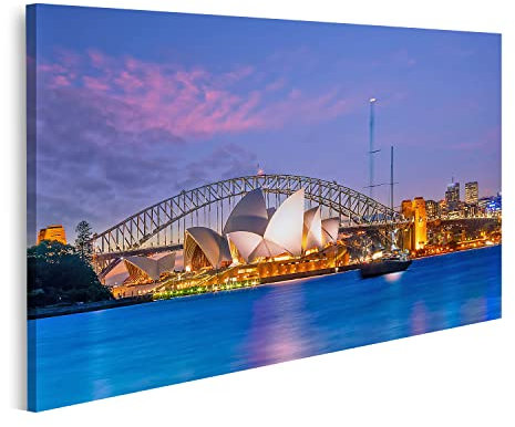 islandburner Bild auf Leinwand Downtown Sydney Skyline in Australien Sonnenuntergang Bilder Wandbilder Poster