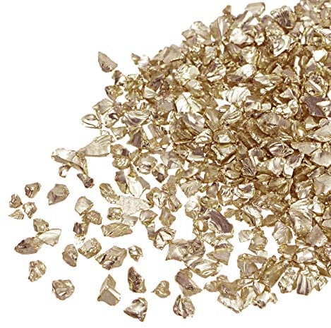sourcing map 20g Crushed Glass Chips, 2-4mm Irregular Metallic Chunky Glitter Glass for Craft DIY Jewelry Vase Filler Epoxy Resin Decoration Champagne Gold