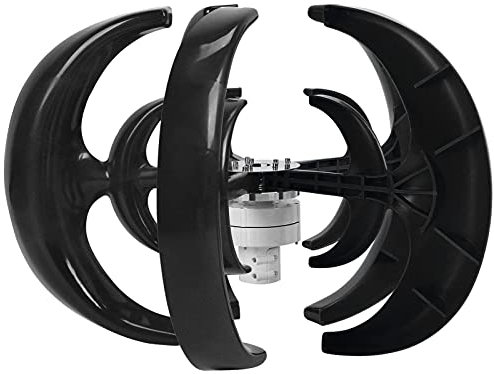 AZICYN Kit generatore Eolico 12000W con 5 Pale, Kit generatore Eolico con regolatore di Carica, generatore Eolico per Marina, Camper, casa Nero