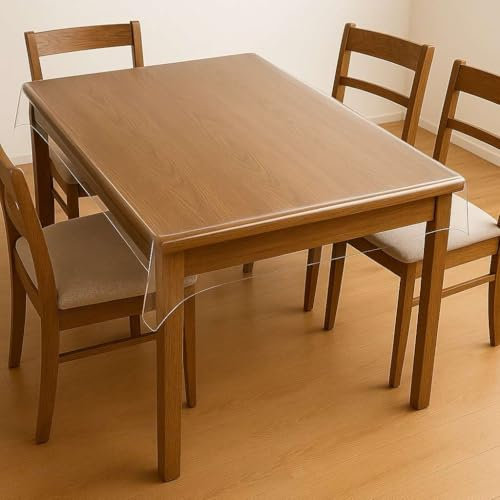 Artwelt Tischdecke Transparent Tischfolie 0.22mm Ideal für Geburtstagsfeiern Karneval Babypartys Glasklar Tischschutz Wasserdicht Abwaschbar Wunschmaß Fettdicht Tischschutzfolie (110cm X 140cm)