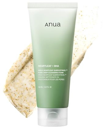 ANUA Heartleaf Quercetinol Porentiefenreinigungsschaum, Gesichtsreiniger, für doppelte Reinigung, BHA, Hyaluronsäure, Glycerin, Gesichtsreiniger, Mitesserentferner, (150 ml)
