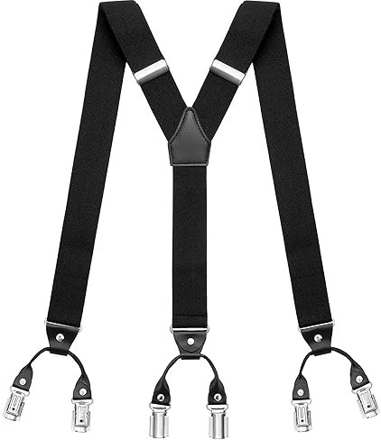 Sencillo Herren Hosenträger mit 6 Starken Clips Y-Form Schwarz