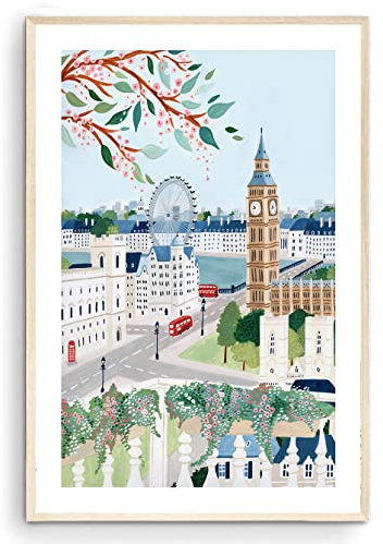 England-Kunstdruck, London-Wandkunst, Reiseposter, Einweihungs- und Hochzeitsgeschenk, ungerahmt, 40,6 x 61 cm