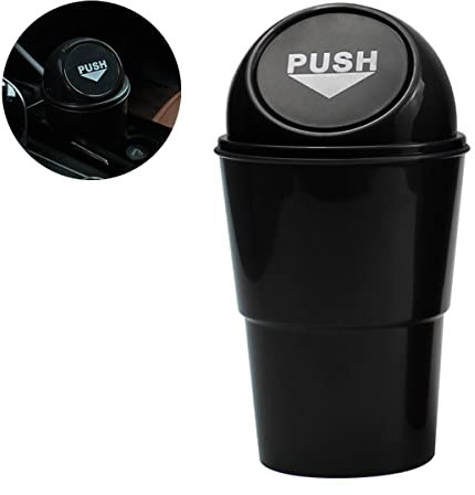 CGEAMDY Auto Mülleimer mit Deckel, Tragbare Auto Becherhalter, Plastik Auto Getränkehalter Mini Mülleimer, Geeignet für Autos, Schlafzimmer, Büros (Schwarz)
