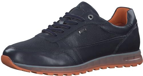 s.Oliver Herren Sneaker flach aus Leder Bequem, Blau (Navy), 41 EU