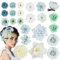 23PCS Barrette Fleur Artificielle Pince à Cheveux Bohême Hair Clips Multicolore Epingle à Cheveux pour Femmes Filles Hawaii Décoration pour Coiffure de Carnaval Danseuse Piscine Plage Mariage,Bleu