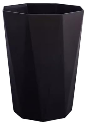 rongweiwang Neat Look Trash Can For Household Waste - Big Opening Antislid Bottom Simple PP Kitchen Bedroom Office Wide Applicaiton, Black, L