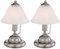 GLOBO Tischleuchte Touch Nachttischleuchte Alabaster Glas Tischlampe Schlafzimmer, Nickel matt, 1x E14 Fassung, DxH 17x27 cm, 2er Set