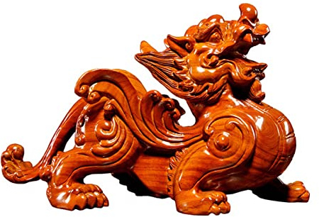 WXMYOZR Chinesische Feng Shui Pi Yao/Pi Xiu Reichtum Porsperity Statue, Palisander Ebenholz Wohnkultur Hand Carving Handwerk Ornamente Housewarming Ziehen Reichtum und Glück,Braun,13cm