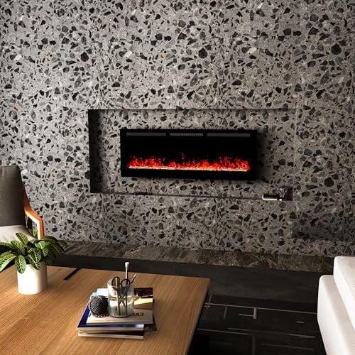 Huibathroom Electric 50 Insert Fire LED Fireplace 9-14 Flame Wall/Inset Mount/Freestand